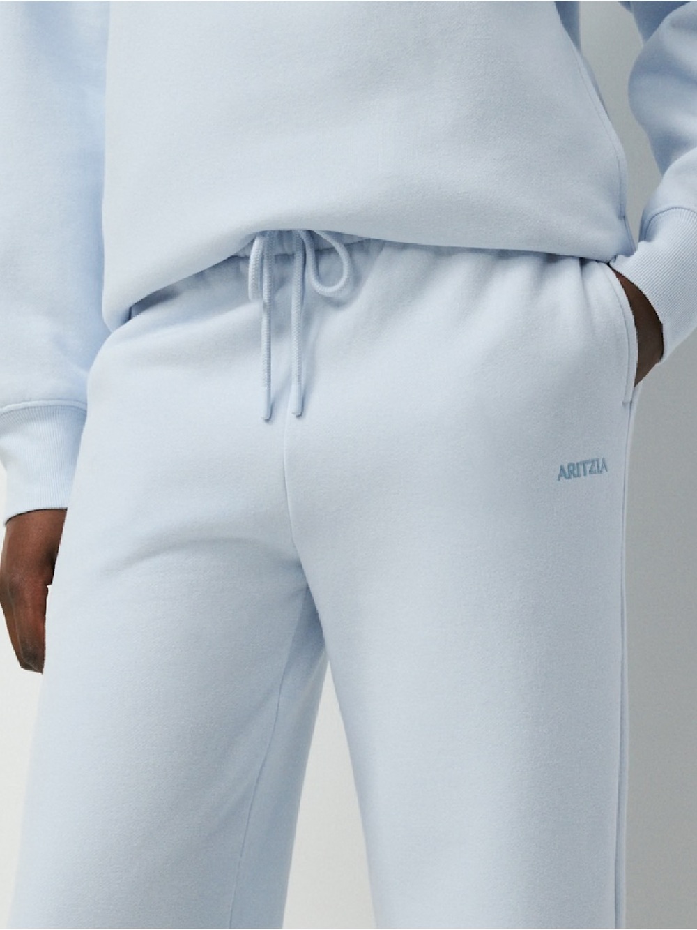 Aritzia Cozy Sweatfleece Light Blue wide leg sweatpants NWOT - Picture 4 of 9